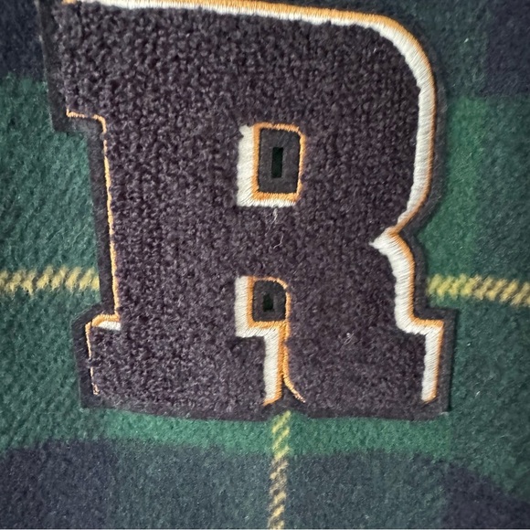 H & M Divided Letterman Varsity Plaid Navy Blue & Green Bomber Jacket Men’s S - Picture 4 of 10